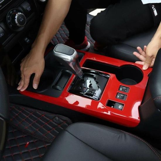 Red Central Gear Shift Panel Trim Decor Cover Bezels for 4Runner 10+ Accessories