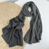Vintage Women's Checkerboard Scarf Autumn Long Pleated Cotton Linen Soft Scarves and Shawls 60*240cm