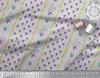 Soimoi Gray Japan Crepe Satin Fabric Stripe & Freesia Floral Print Fabric by Metre 42 Inch