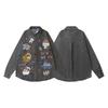 American Retro Cartoon Shinchan Patch Denim Shirt Loose Long Sleeve Casual Jacket Teens