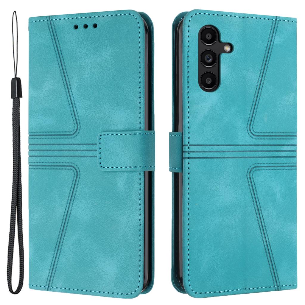 For Samsung Galaxy A55 5G Wallet Case Triangle Imprinted Leather Phone Cover