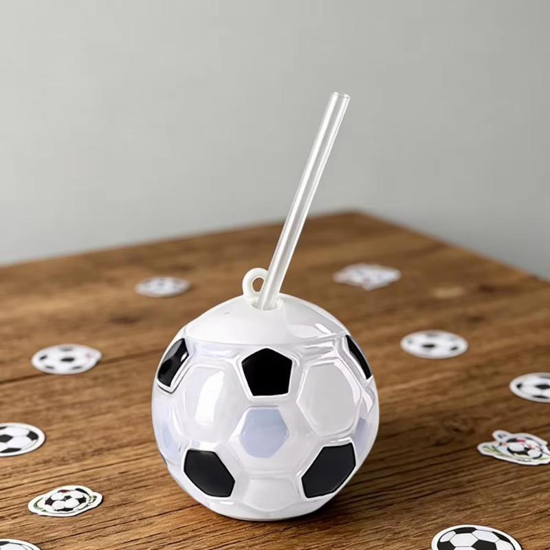 500ml Soccer Straw Water Bottle Leak Proof Sealed Plastic Portable Drinking Cup for Gym Hiking Travel Use