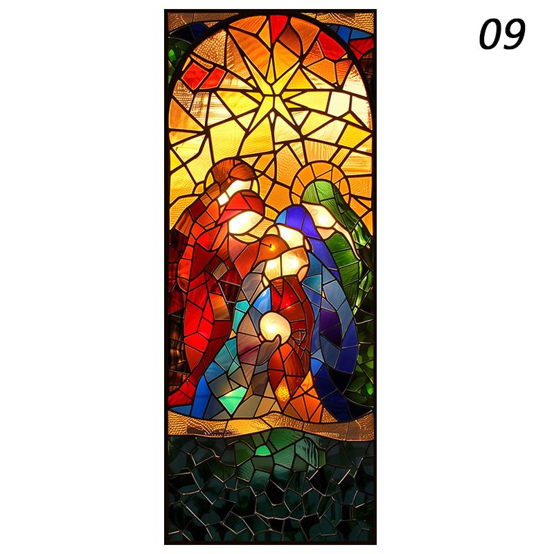 Europeisk Retro Kyrka Insynsskydd Fönsterfilm Färgglada Glasmålning Fönsterdekaler Ogenomskinliga Självhäftande Heminredning Konstdekaler