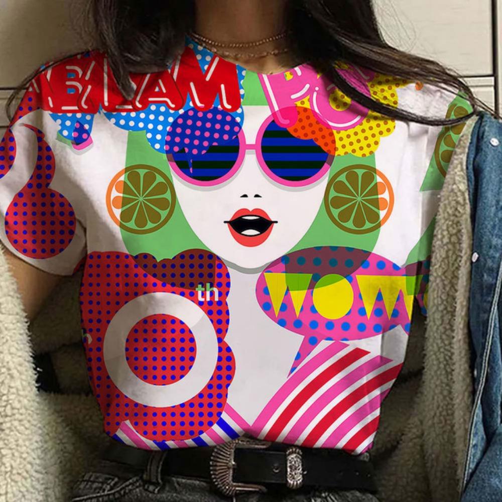 

Новая летняя повседневная удобная футболка высокого качества с коротким рукавом и 3D принтом, женская модная футболка с коротким рукавом и круглым вырезом 6XL