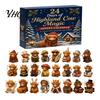 Blind Box Surprise Gift Highland Cow Advent Calendar with 24 Unique Hanging Ornaments for Thanksgiving Christmas Pumpkin Maple Leaf Party Supplies