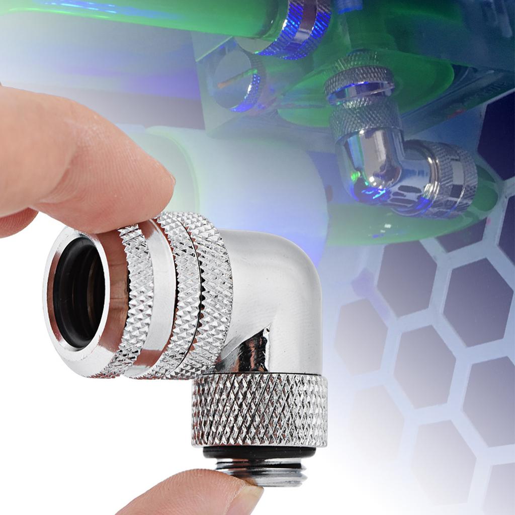 PC Water Cooling Two touch Fitting G1Celsius4 Thread 90 Degrees Elbow Connector for 14MM Tube Black