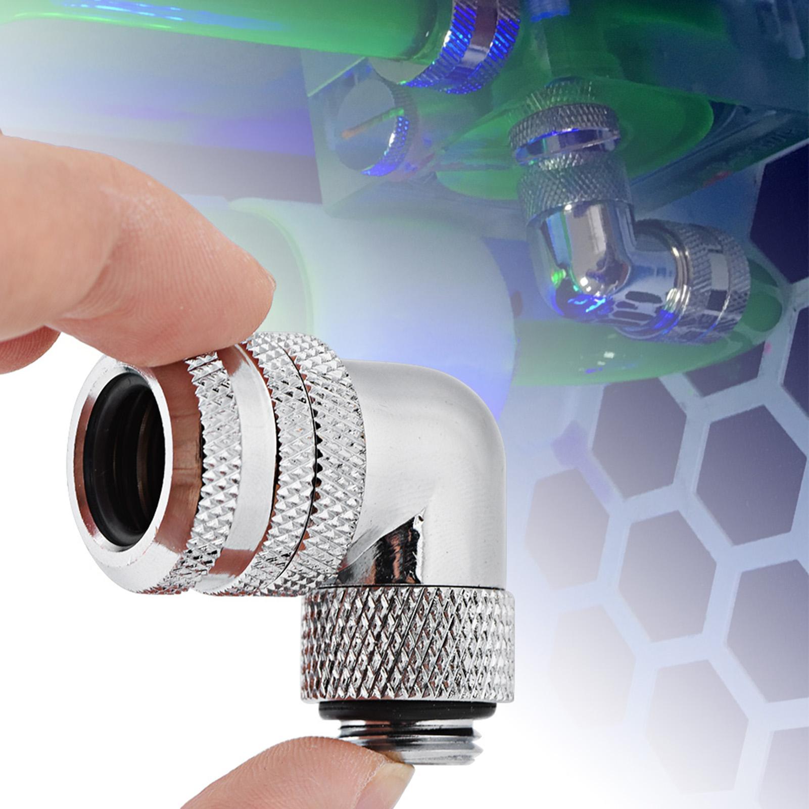 

ПК Водяное охлаждение Фитинг на два касания Резьба G14 Угловой соединитель 90 градусов для трубки 14 мм Белый серебряный