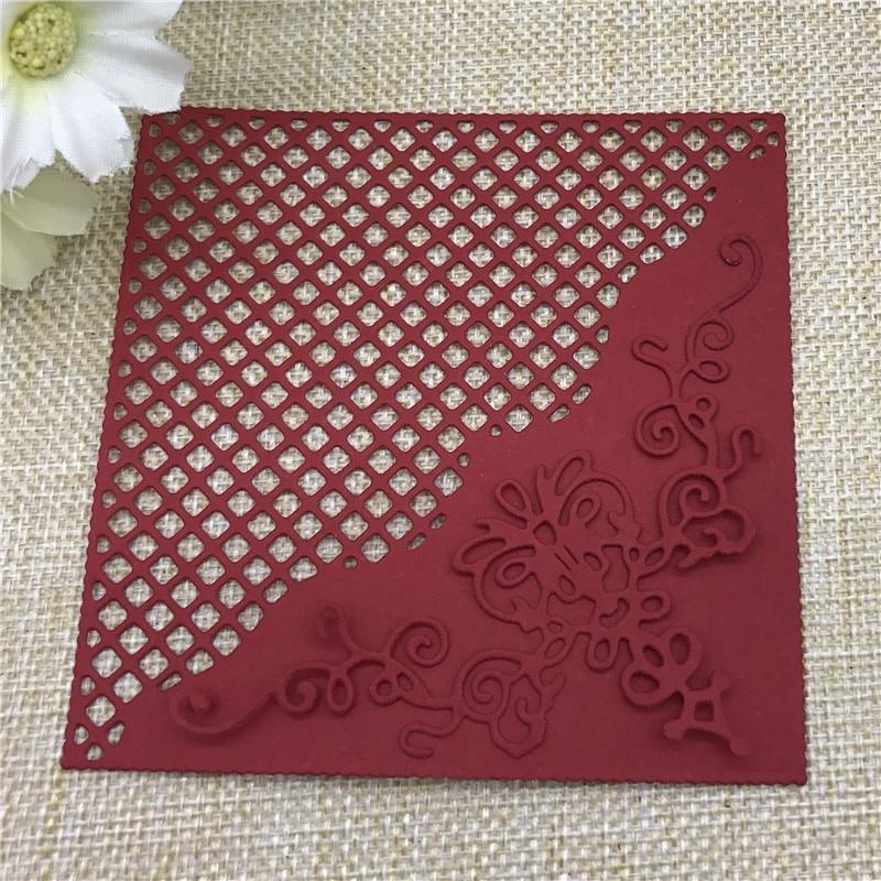 Grid Background Square Frame Metal Cutting Die for DIY Scrapbooking Photo Album Decorative Embossing
