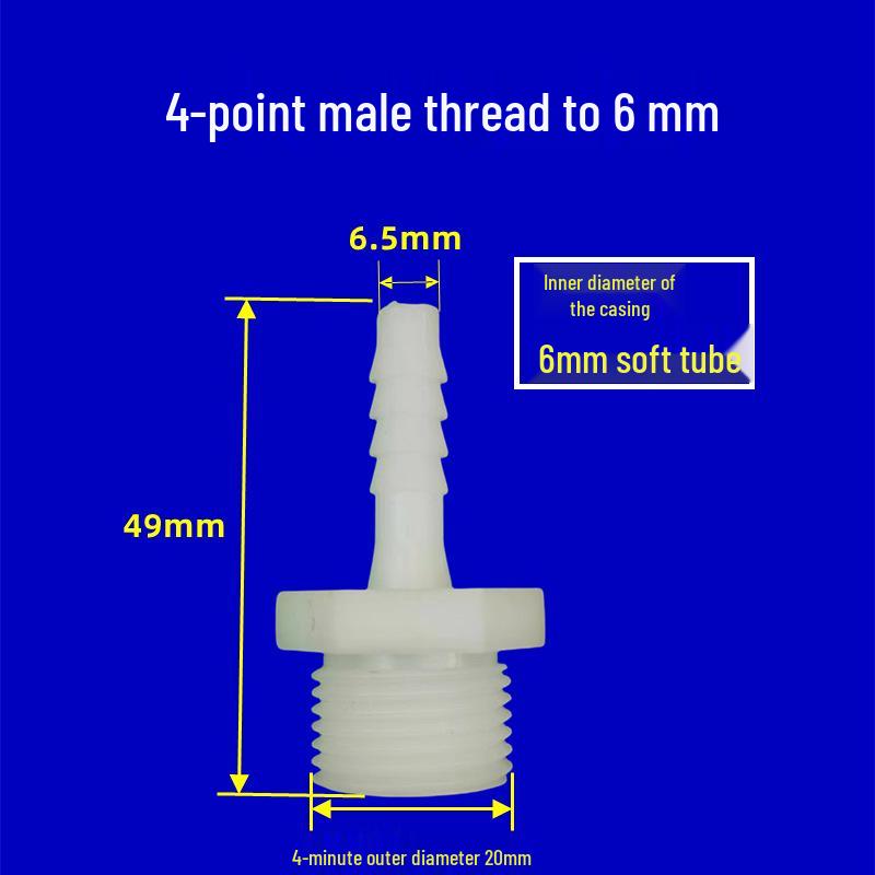 20mm 4-Point External Thread Plastic Hose Connector for Soft & Hard Pipes