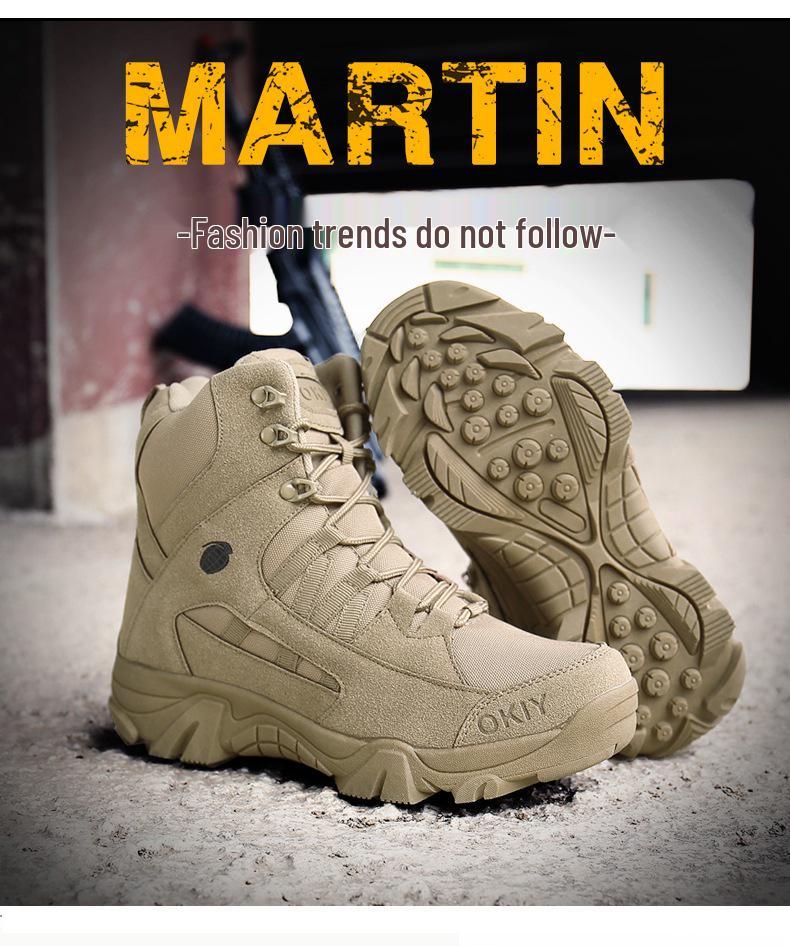 Men's Plus Size High-Top Outdoor Combat Boots - Non-slip Desert Hiking Shoes