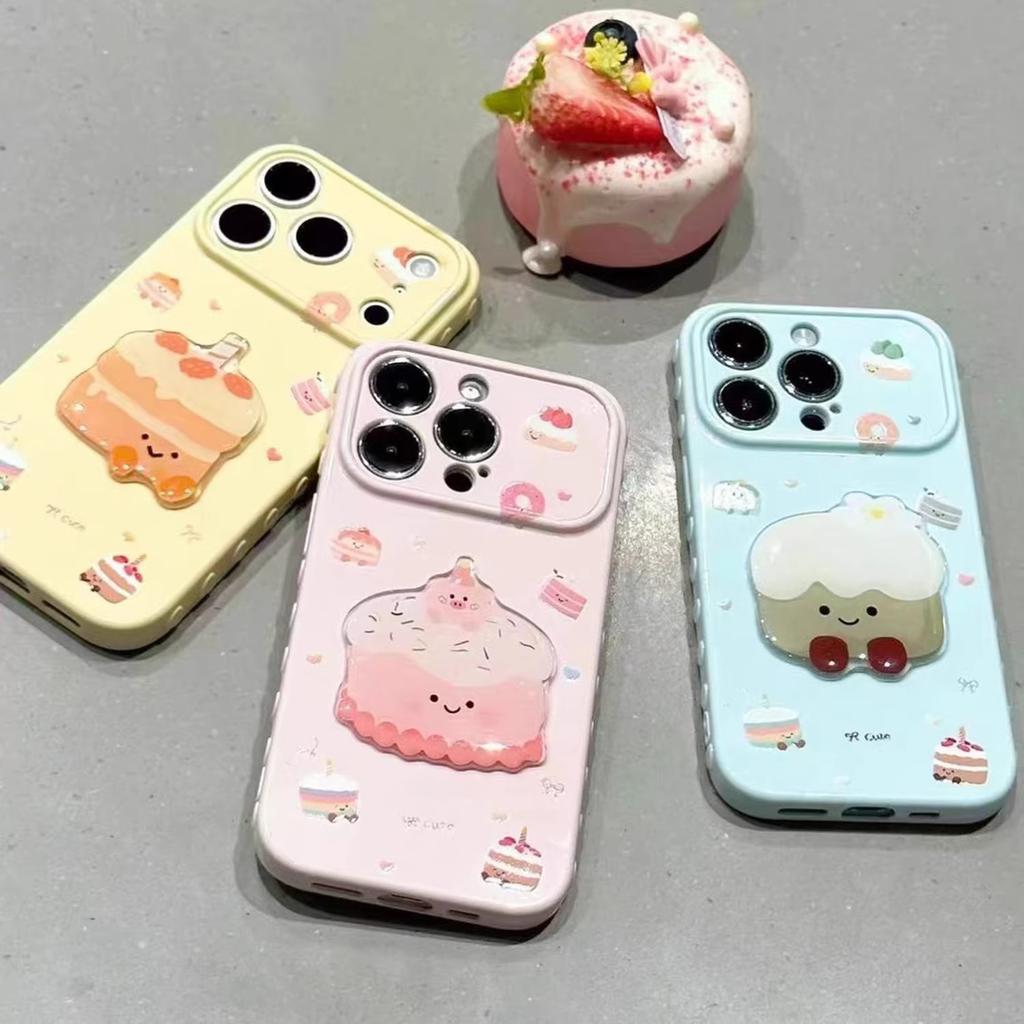 Strawberry cake is suitable for Apple 16 mobile phone case iPhone17 large window anti-drop cartoon side love second change case
