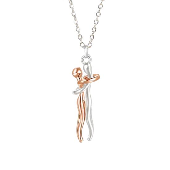 Hip Hop Embrace Couple Pendant Necklace Adjustable Length Him Her Hugging Pendant Necklace Anniversary Jewelry Valentine Day Gift