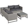 4 Pieces Rattan Garden Furniture Set, 4 Seater Garden Sofa Set with Storage Box, Loveseats and Glass Top Table