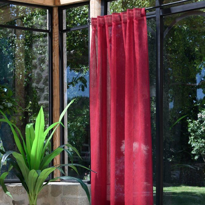 Voilage galon fronceur 140 x 260 cm Derbie rouge
