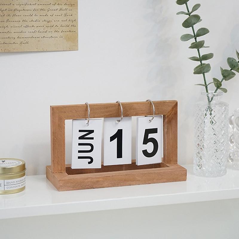 Minimalist Style Living Room Office Decoration Wooden Calendar Ornament Modern Desk Accessories Simple Home Decor Crafts Gift