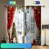 Set Of 2 Celebrating Christmas Printed Curtain Home Decor Window Treatment Bedroom Office Kitchen For Made Polyester With Rod Pocket