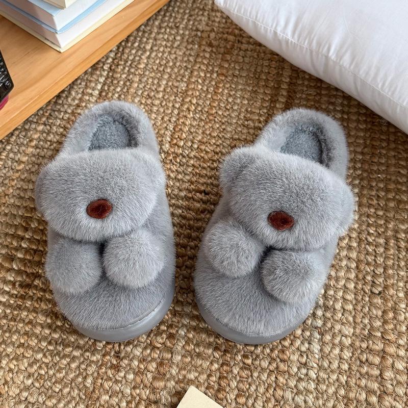 Cotton slippers new winter students warm thick bottom home wear bear couple cotton slippers