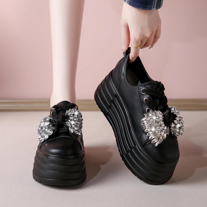 Fashion 8CM Ankle Boots Spring Women Fashion Bling Butterfly-knot Chunky Sneaker Vulcanize Autumn Motorcycle Platform Wedge Flats Shoes
