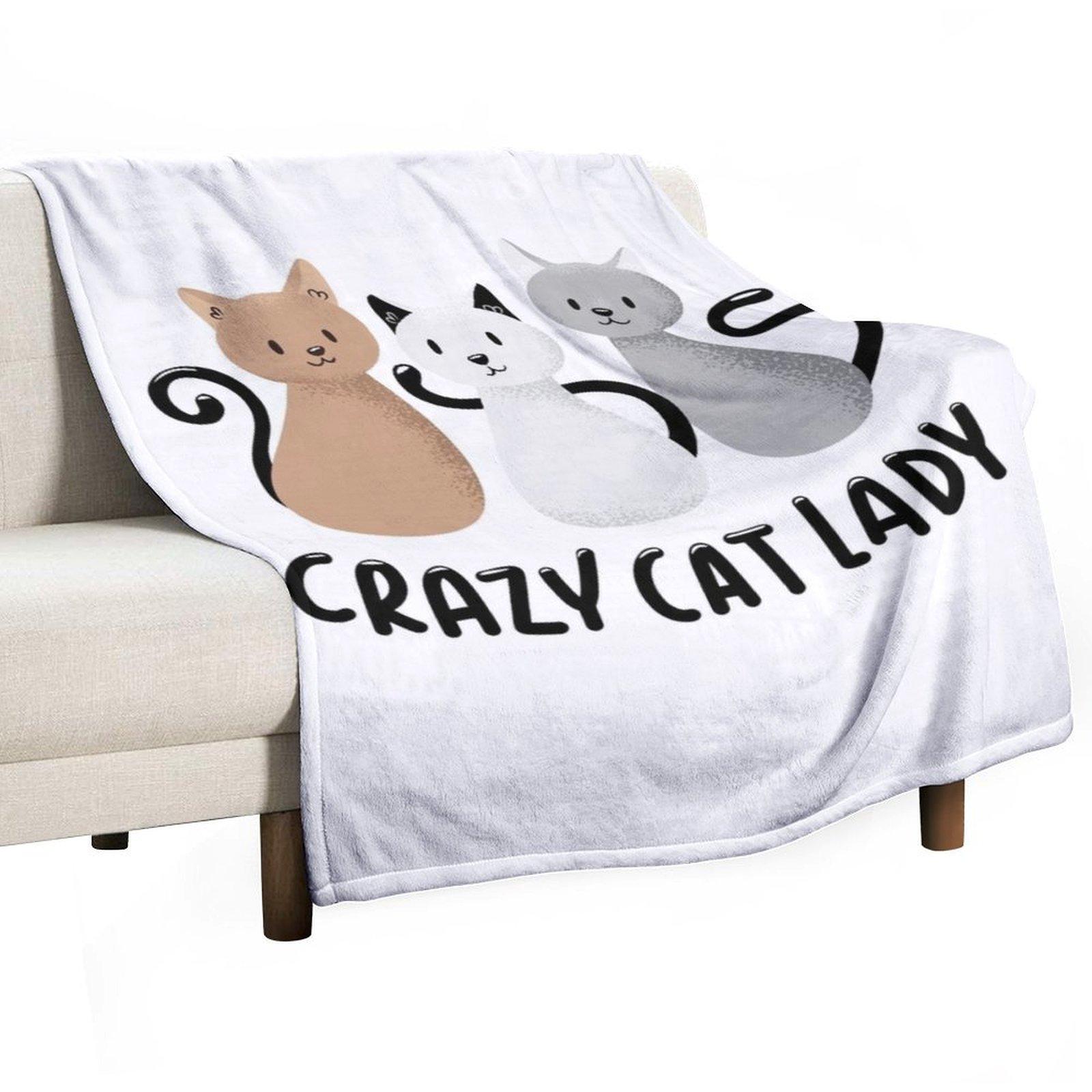 Crazy Cats Lady Throw Blanket funny gift Multi-Purpose Winter beds for winter Blankets 30x40in