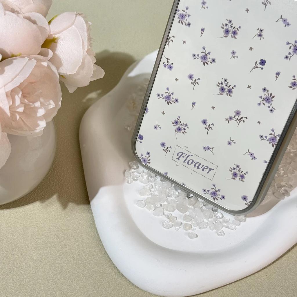 Ins Korean purple floral application iPhone Apple 17Promax mobile phone case 16/15 Epoxy water condensation 14 women