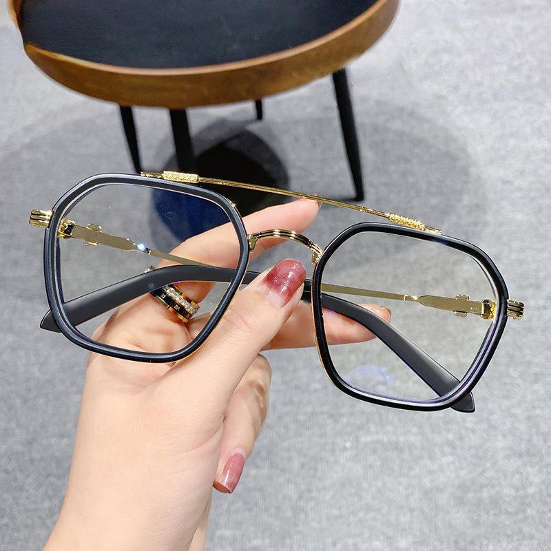Retro Mode Doppel Strahl Platz Myopie Gläser Für Männer Frauen Anti Blau Licht Schwarz Transparent Finish Rezept Brillen -1 ,0