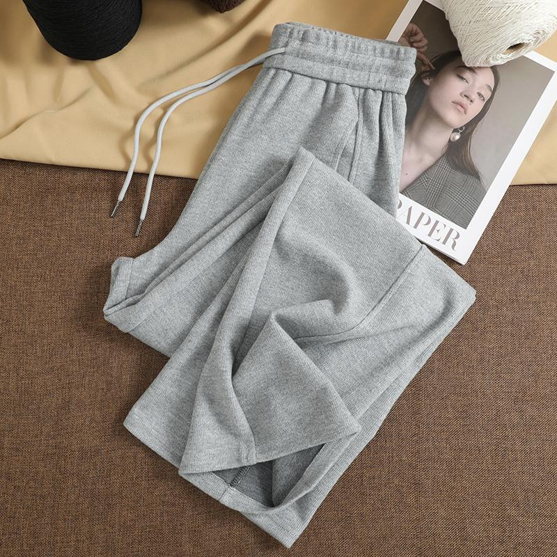 DIMANAF 2025 Autumn Winter Plus Size Women Pants Knitted Lady Long Pants Oversized Loose Casual Bottoms Thick