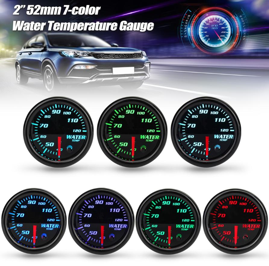 Universal Car 2"/52mm 7 Colors LED Water Coolant Temperature Temp Gauge Meter