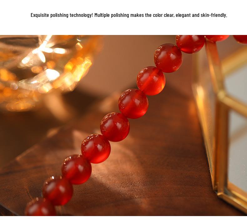 Banyan Baum Roter Achat Perlenkette S925 Silber - Handgefertigte Retro Schlüsselbeinkette für Damen.