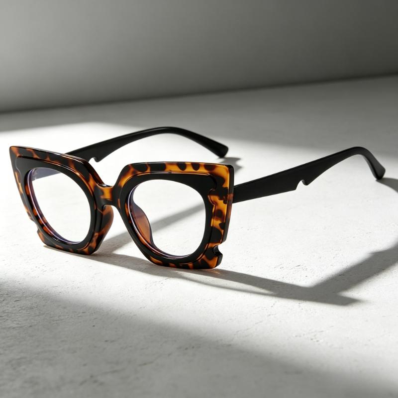 Unique Oversized Cat-Eye Plain Glasses Fashionable Cutout Design Ins Decorative Blue Light Blocking Non-Prescription Eyewear