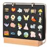 Pin Display Organizer Brooch Pin Holder Felt Pin Storage Pages Pin Collection Storage Calendar 6 Pages with Wooden Stand for Desktop Display