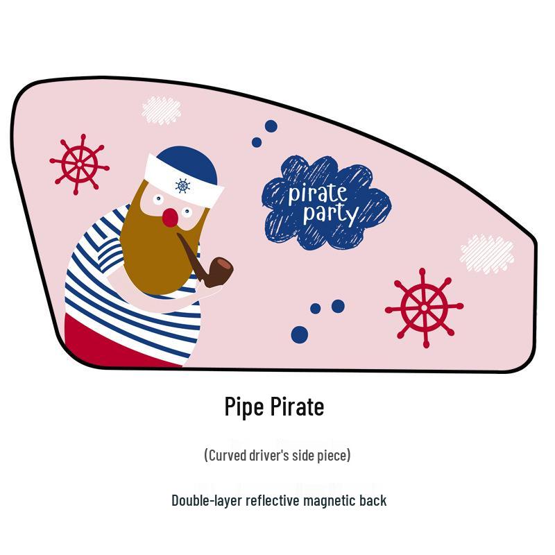 Car Magnetic Curtains - Cartoon Pirate UV Protection Blackout Sunshade