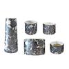 [All Sects][Made In Japan, Mino Ware] Modern Buddhist Altar Set "Yui Hana" Ceramic, Color: Black Pearl, Round Incense Burner, 5-Piece Set: Flower
