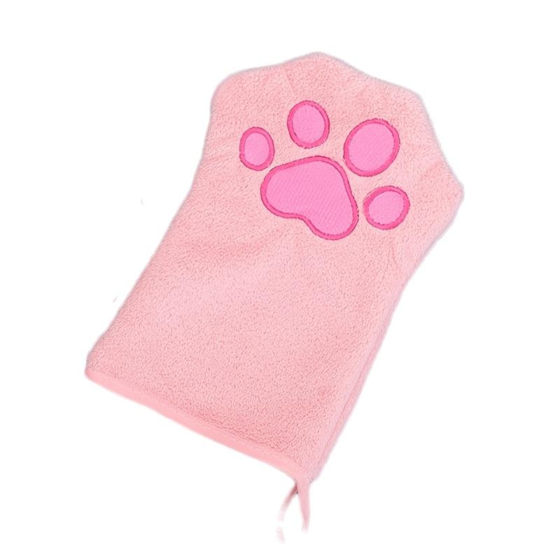 

Quick-Dry Absorbent Dog & Cat Bath Gloves with Paw Print Design - Glove Style Pet Grooming Towels for Small/Medium Dog & Cat рожевий
