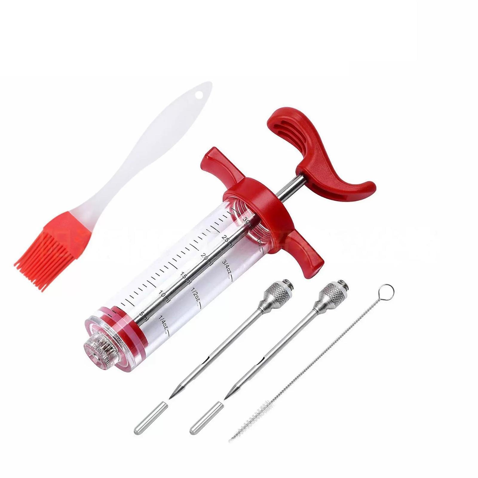 Kitchen Seasoning Syringe Turkey Needle Marinade Syringe Barbecue Syringe Baking Tool Injection Needle One Size красный