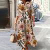 Women's Fashionable And Elegant Autmn And Winter Button Lapel Three-quarter Sleeve Three-dimensional Printed Dress
