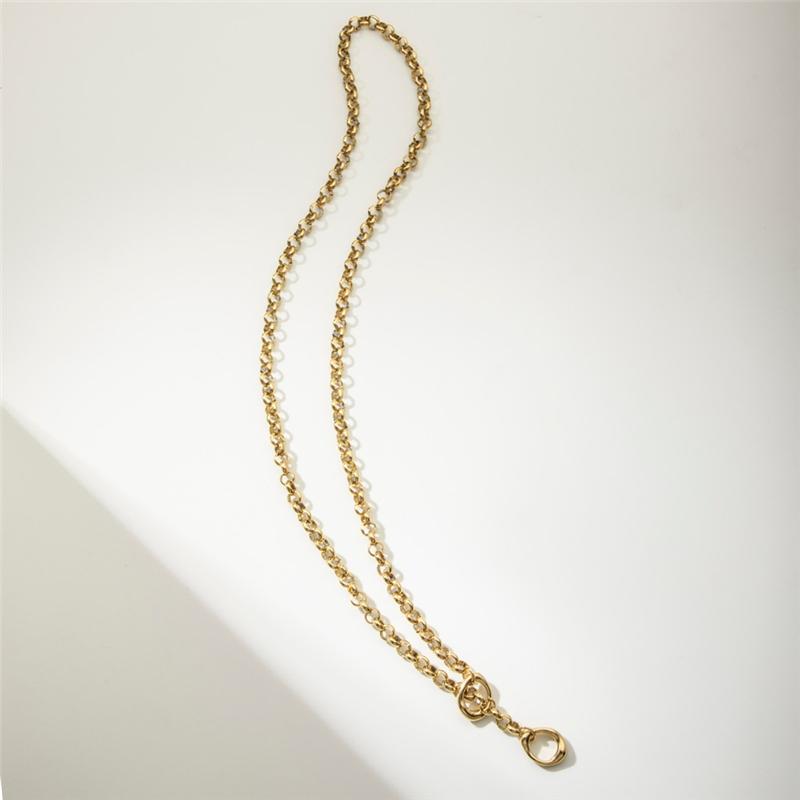 SF5079 New Arrivals Waterproof Jewelry Minimalist 18K Gold Plated Stainless Steel O Shaped Long Chain Sweater Necklace