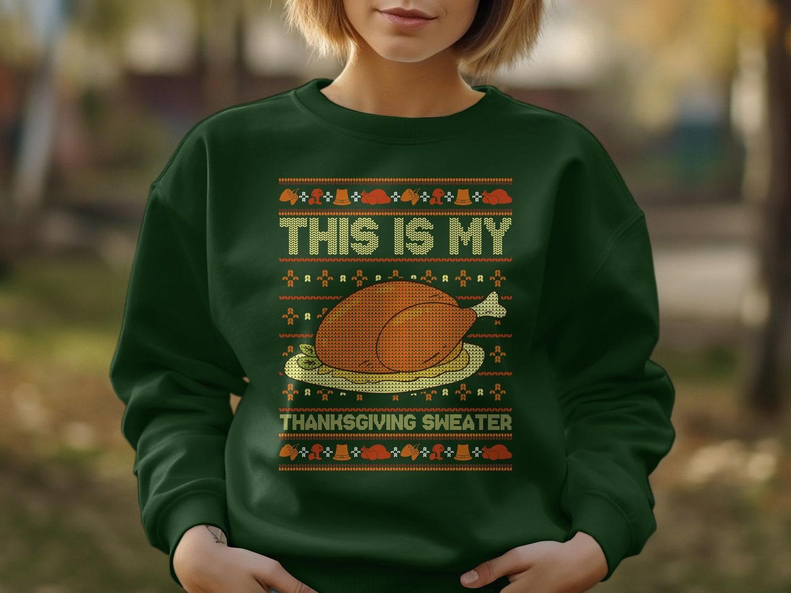 Funny Thanksgiving Shirt, This is My Thanksgiving Sweater, Thanksgiving Gift, Ugly Thanksgiving Turkey Day T-Shirt S
