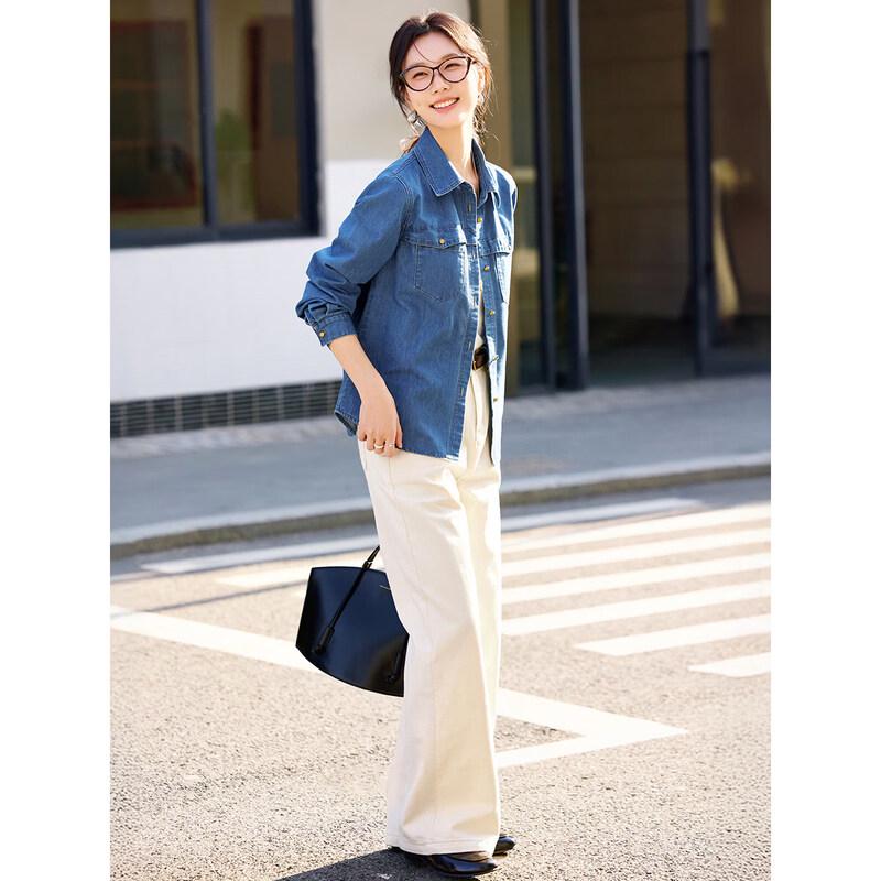 XWI Women's Washed Denim Long-Sleeve Shirt Jacket