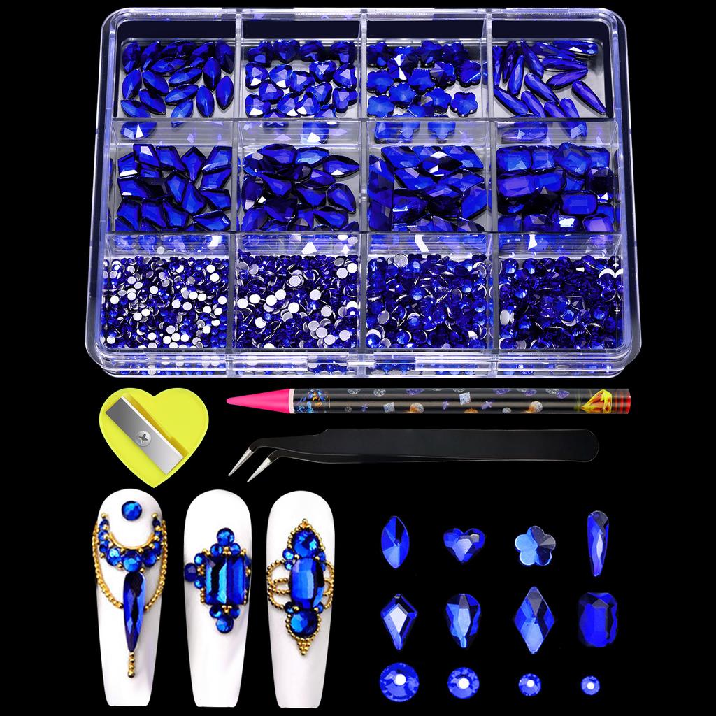 New Flat-Bottomed Diamond Heterosexual Mixed Diamond Nail Art Jewelry Mixed Mixed Round Glass Diamond Rhinestone Nail Decoration