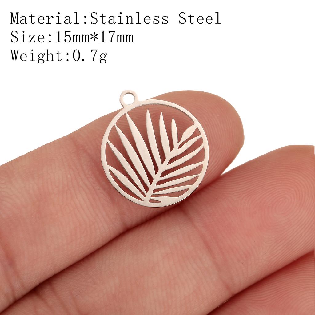 5Pcs Pineapple/Monstera Leaf/Tropical Hawaii Palm Tree Charms Stainless Steel Conch Pendant DIY Bracelet Necklace Jewelry Making