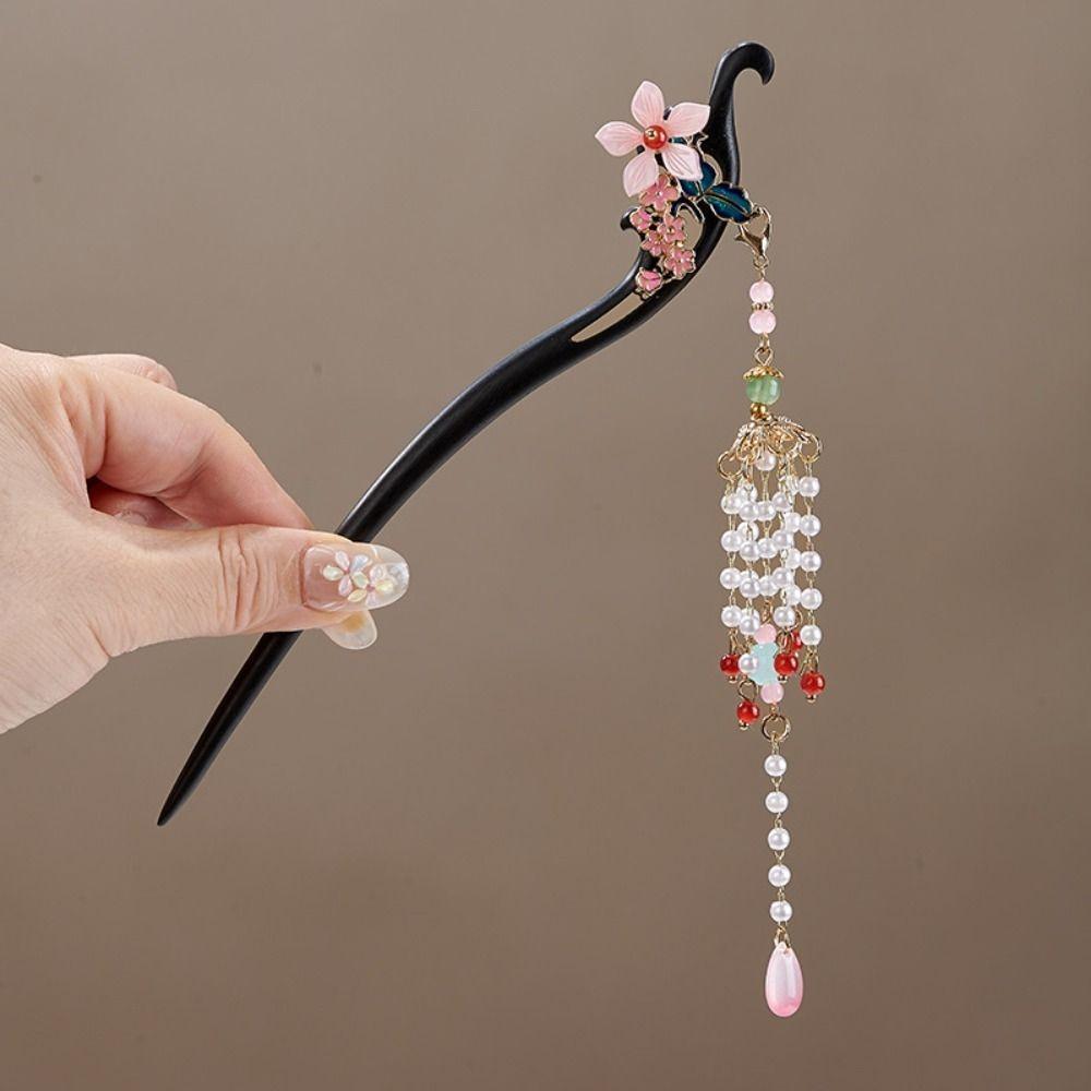 Tassel Chinese Style Hairpin Wooden Hanfu Headwear Sandalwood Hair Stick Hair Sticks for Buns