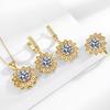 European and American Style Copper Inlaid Zircon Plated 18K Gold Jewelry Set Ring Earrings Necklace Women's Jewelry