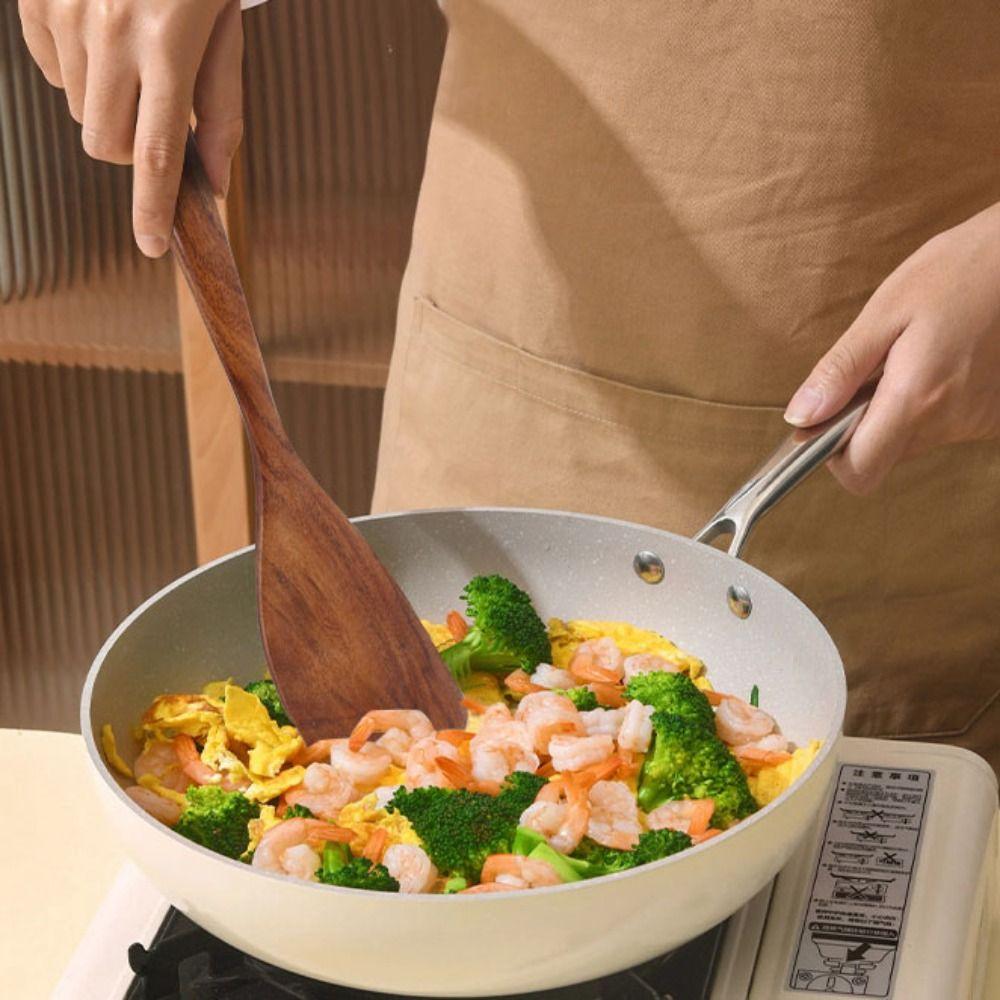 4-8pcs Natural Material Kitchen Utensils Set with Storage Bucket Kitchen Shovel Set  Non-stick Pan