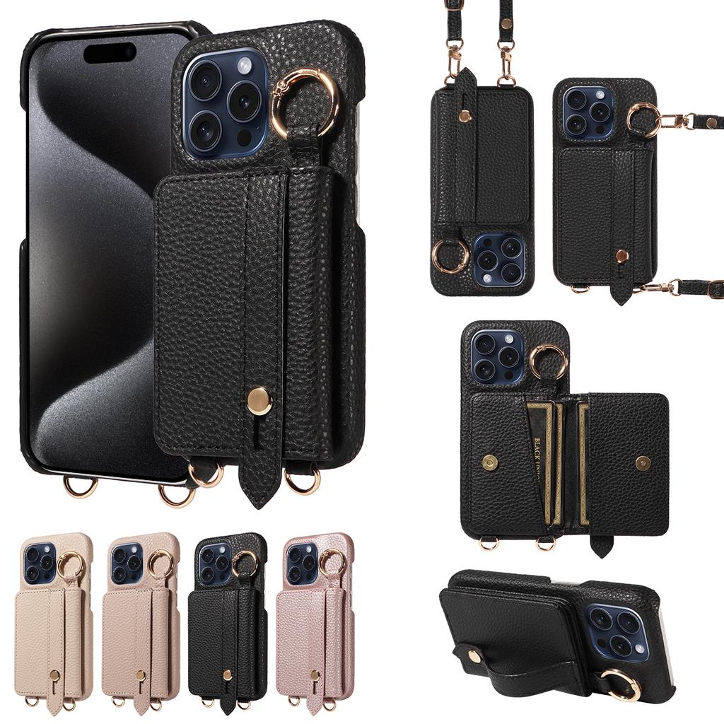 Faux Leather Phone Case for Iphone 16e 16promax 15 14 13 12 11 Crossbody Shockproof With Ring and Stand Function Wallet Cover