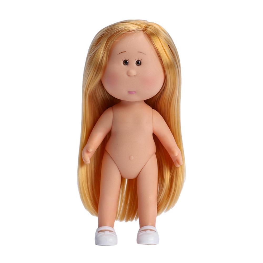 Dress Up 14cm Bean Eye Vinyl Doll Curly Hair Action Figure Body Mia Potato Dolls  Doll Accessories