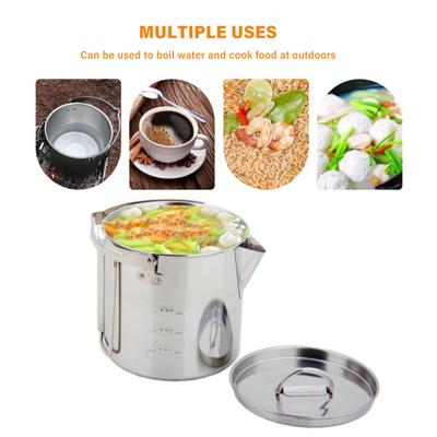 Outdoor 1,2 l Wasserkocher aus Edelstahl mit Deckel zum Kochen von kochendem Wasser, Camping, Picknick, Wandern