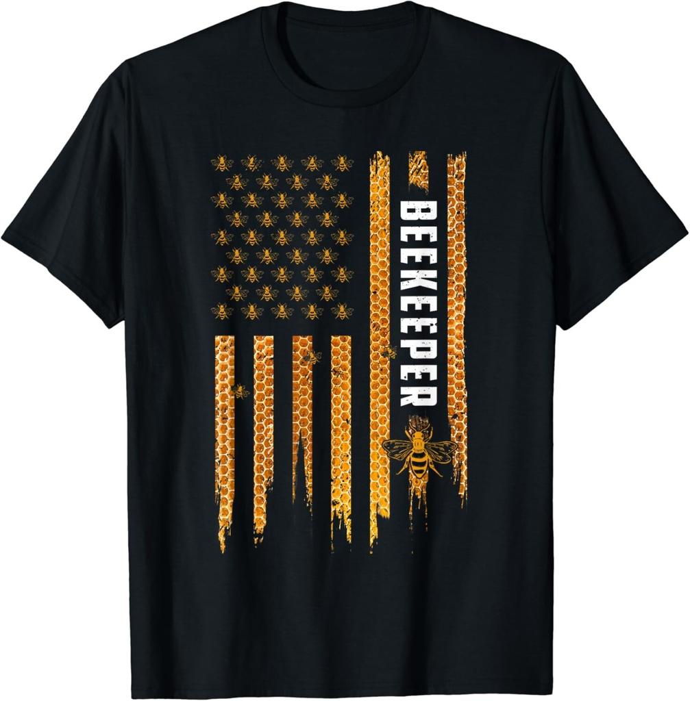 Apicultura Bandera Americana Panal Abejas de Miel Apicultor Regalo Camiseta Unisex