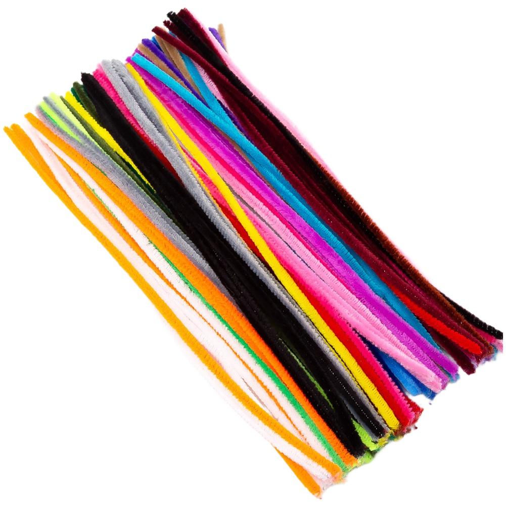 100PCS Colorful Chenille Yarn Pipe Cleaner Fluffy Rods for Children Handmade Flowers and DIY Art Craft Projects