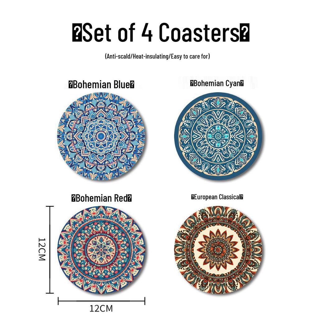 Bohemisch-Nordischer Runder Hitzebeständiger Anti-Rutsch-Tischuntersetzer mit Wasseraufnahme