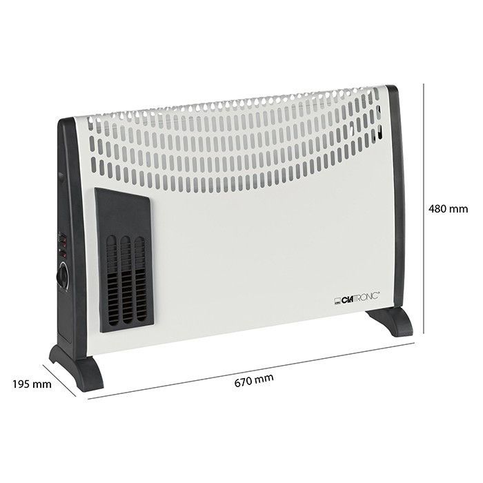 Convecteur Électrique - Clatronic - KH 3433N - 2000 W - 3 Réglages De Chaleur - Fonction Soufflerie
